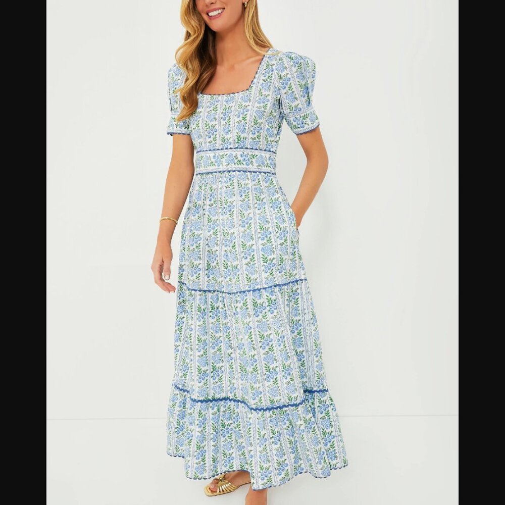 Pink City Prints Cotswolds Border Evelyn Dress, Size XL